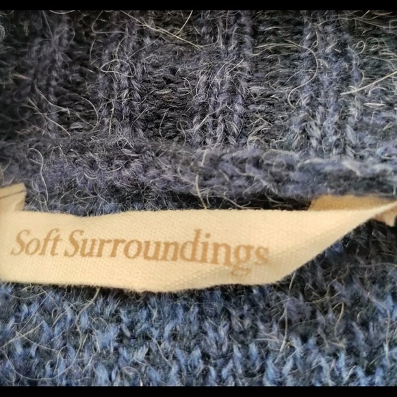 Soft Surroundings diamond Blue Cowl Neck Wool/Alpaca Pullover Tunic Sweater - Picture 6 of 7